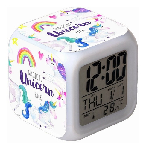 Reloj Despertador Digital Con Diseño De Unicornio Para Niños