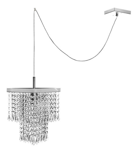 Lustre Pendente Cristal Acrilico Marrycrilic Com Deslocador Cor Prata 110v/220v (bivolt)