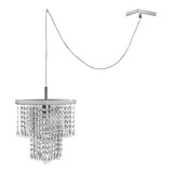 Lustre Pendente Cristal Acrilico Marrycrilic Com Deslocador Cor Prata 110v/220v (bivolt)