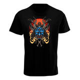 Playera Con Diseño Oni Mask - Mascara Samurai