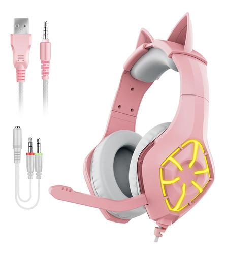 Audífonos Para Juegos Cute Cat Ear Para Mujer Rosa