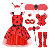 Ladybug Vestido Disfraz Para Niñas Con Accesorios