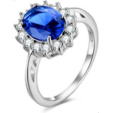 Anillo Zirconia Azul Plata S925 Bodas, Aniversarios Regalo.