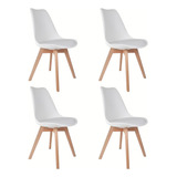 Kit 4 Cadeiras Charles Leda Saarinen Wood Eames Estofada