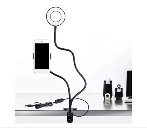 Suporte Celular De Mesa Luminária M020 Ring Light Led Selfie