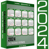 Pack Calendários 2024 Editável Corel Png Calendário Base 
