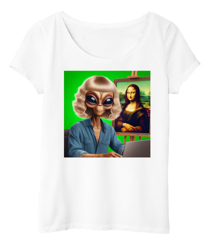 Remera Mujer Marciano Con Peluca Mona Lisa