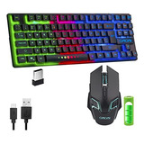 Combo Teclado Ratón Gaming Inalámbrico Tkl Led