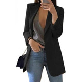 Blazer Mujer Oficina Blazer Solido Solapa Manga Larga A