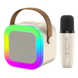 Parlante Bluetooth Karaoke Portátil  + 2 Microfonos Luz Rgb