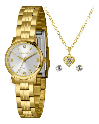 Relógio Feminino Lince Dourado/prateado Lrgh172l25