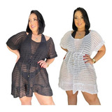 Kit 2 Saida Praia Trico Canga Grande Plus Size Vestido Verao