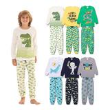 Kit Sortido 3 Pijama Comprido Infantil Menino Tam 1 Ao 10