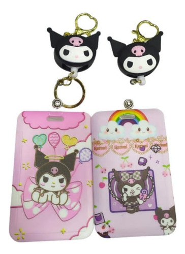 Kuromi Porta Carnet  + Llavero De Silicona - Hello Kitty