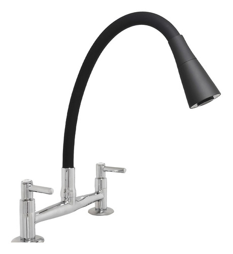 Torneira Misturador Cozinha Mesa Gourmet Duplo 2 Jatos Preto