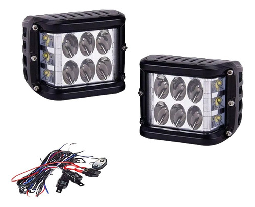 Par De Faros Led Estrobo Ambar De Cubo Iluminacion Lateral Y Switch 