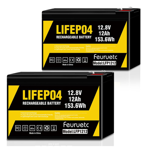 Feuruetc Bateria Lifepo4 De Ciclo Profundo De 12 V 12 Ah, Ma