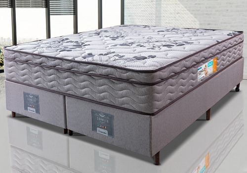 Cama Box Queen Colchão Ortopédico + Box 158x198x67 One Face Espuma D45 Cinza