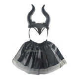 Kit Saia Com Chifre Diabo Infantil Fantasia Para Halloween