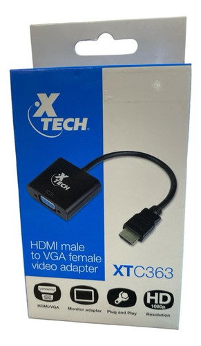 Cable Hdmi A Vga Xtech Full Hd 1080p