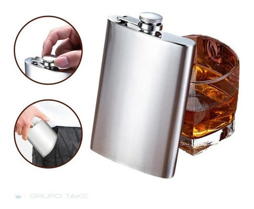 Cantil De Bolso Em Aço Inox 210ml Whisky Bar Bebida Whiskey 