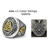 Anillo Acero Oddin Valknut + Collar Vikingo Gratis + 10% Off