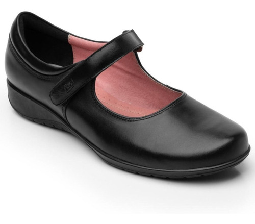 Zapato Flat Escolar De Piso Velcro Dama Joven Flexi