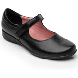 Zapato Flat Escolar De Piso Velcro Dama Joven Flexi