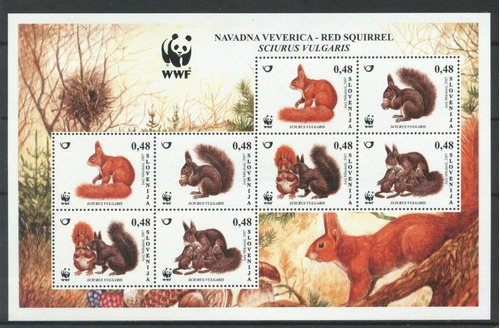 2007 Wwf Fauna- Ardillas- Eslovenia (bloque) Mint