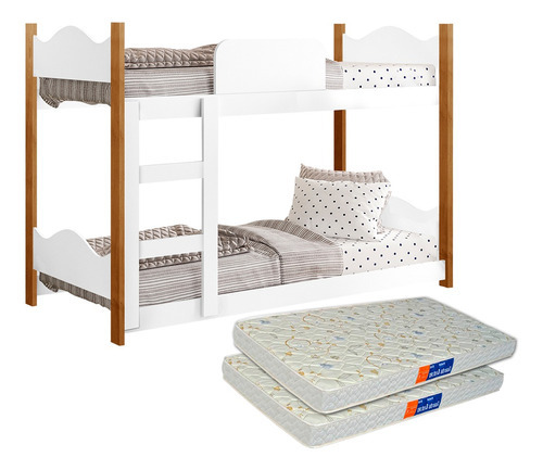 Cama Beliche Infantil Magia Juvenil Com Colchão Cor Branco