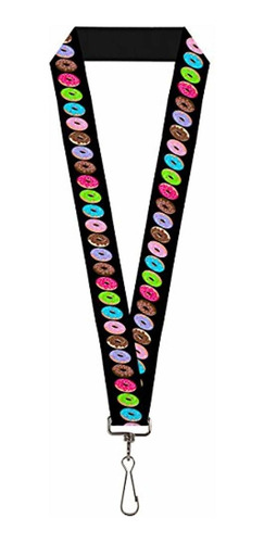 Buckle-down Lanyard-1.0  -sprinkle Donuts Negro Multi Color