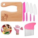 Zhehao 7 Cuchillos De Madera De Cocina Para Ninos, Incluye C