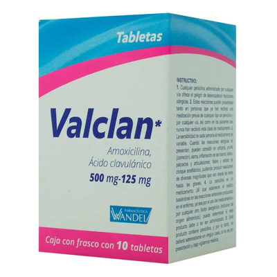 Valclan Tableta 500 Mg\u002F125 Mg, 10 Tabletas | MercadoLibre