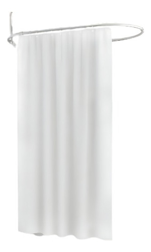 Cortina De Baño Impermeable Lavable 12 Ganchos Blanc 180x180