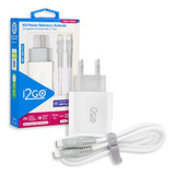 Kit Carregador De Parede Cabo Usb-c Ultra Rápido - I2go Cor Branco