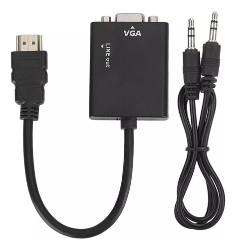 Conversor De Hdmi A Vga Con Audio Cable Adaptador Full Hd