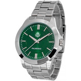 Relógio Masculino Palmeiras Oficial Prata Verde Original