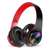 Audífono Inalámbrico Diadema B39 Bluetooth 5.0 Con Luz Fm Tf Color Negro Y Rojo