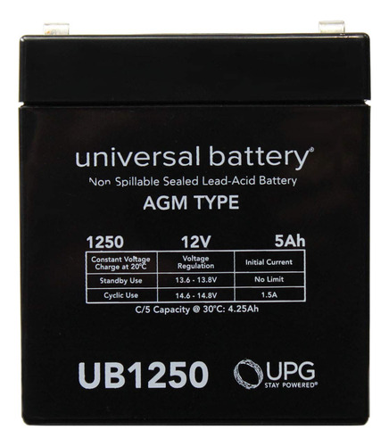 Universal Ub1250 D5741 Sla Bateria 12v/5ah .187 Tt