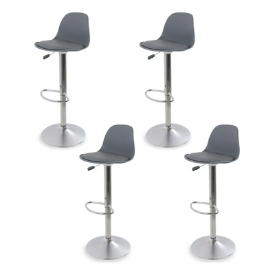 Set 4 Sillas de Bar con Reposapiés de Altura Ajustable y Diseño Ergonómico Gaon Ideal para Bar y Barra de Cocina GNBRS01 Gris | Envío gratis