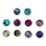 10 Glitter Encapsulado Flocado Pedrarias Caviar Strass Unhas Cor Hs-705