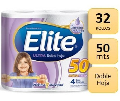 Papel Higiénico Elite  50 Mts Doble Hoja 32 Rollos