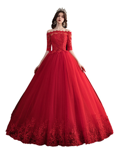 Vestidos De Quinceañera Elegante Color Rojo Barato Economico