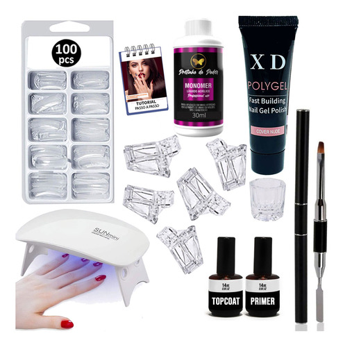 Kit Polygel Poligel Alongamento De Unhas Dappen + Manual