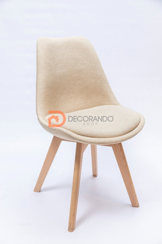 Silla Tulip Eames Tapizada Gris Claro Con Almohadon  X 1