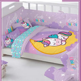 Set De Edredon Cuna Unicornio Sweet Lila Coordinado Cunero