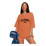 Camiseta Oversized California Básica Streetwear Larga