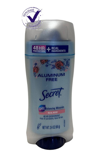Desodorante Secret Bastão Sem Alumínio Real Rose 68g Premium