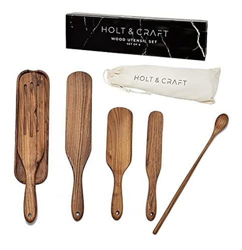 Spurtle Kitchen Tool - Wooden Spurtle Set De 6 - Juego De Es