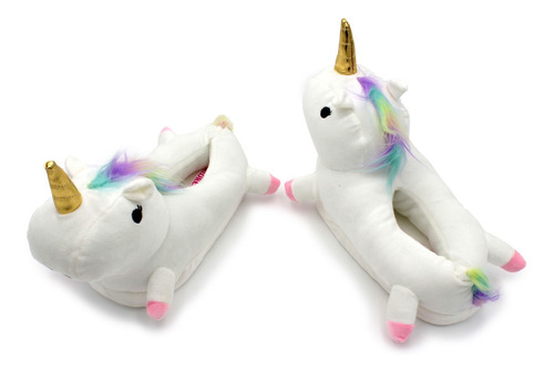 Pantunflas Unicornio Andrea Blancas Suaves Cerradas Peluche